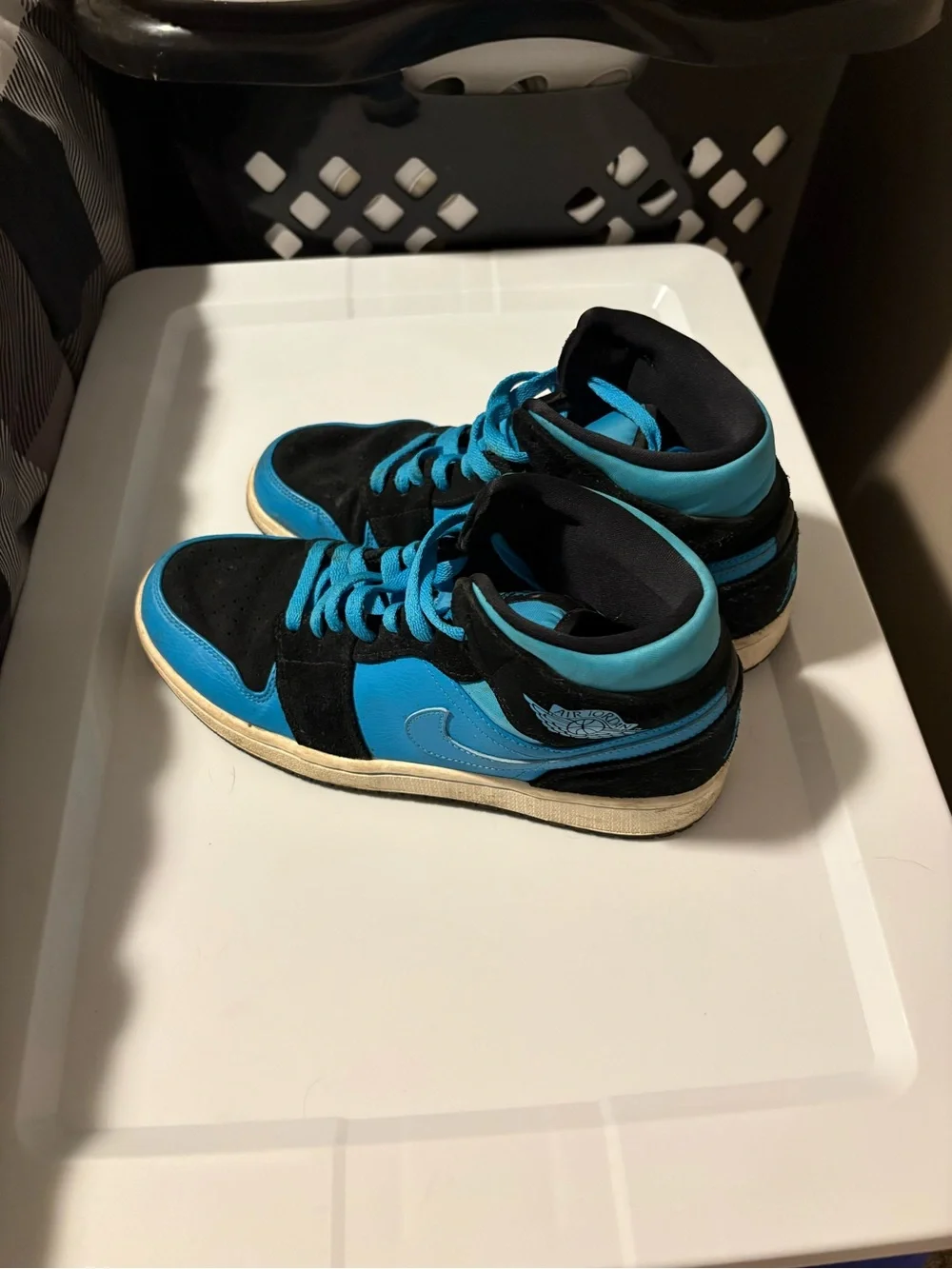 Jordan Mid-Top Sneakers in Black and Bright Blue